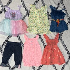 12M Girl Lot Rompers, Dresses, pants Wonder Nation Carters picapino Disney